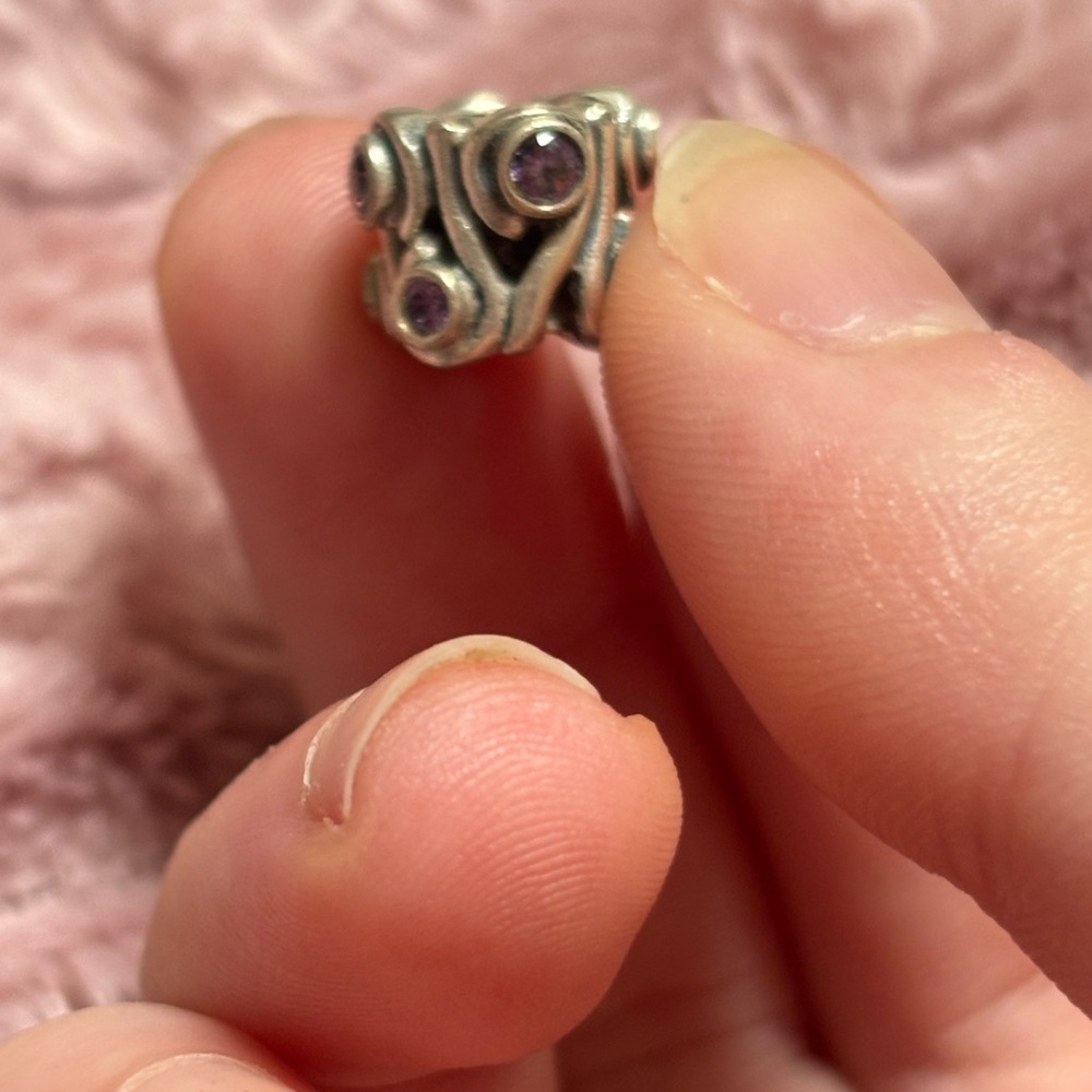 Pandora Silver Bracelet Charm with Purple Accents